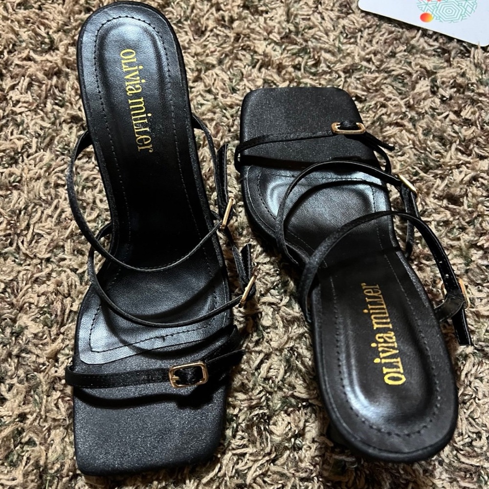 Olivia Miller Black Strappy Heels